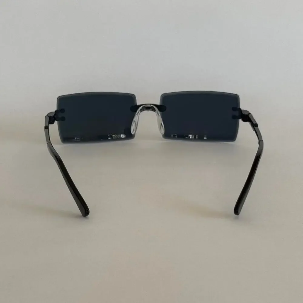 Y2K Black Rectangle Sunglasses Unisex Subtle Flair Streetwear UVA UVB